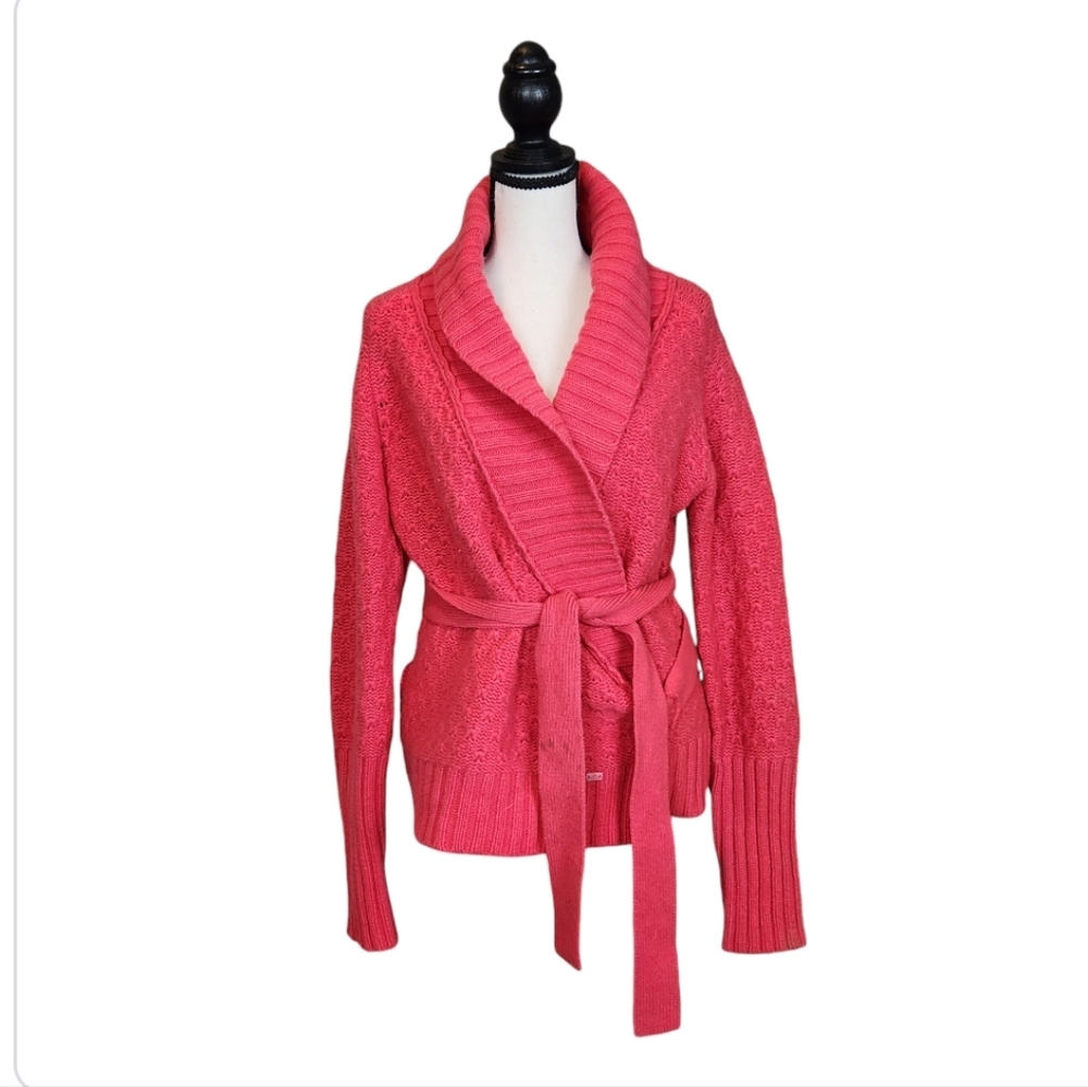 Ted‎ Baker Pink Lambswool and Cashmere Wrap Sweater With Flaws Medium